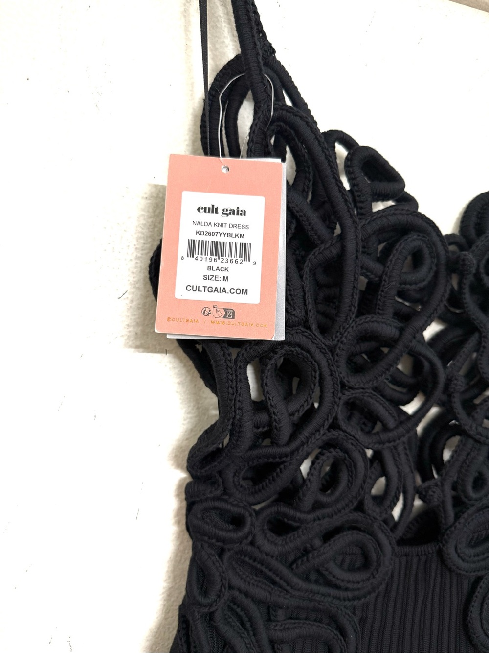 NWT Cult Gaia Nalda sculptural Crochet Knit Midi Dress Black Size M - Picture 12 of 16